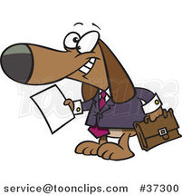 Cartoon Legal Beagle Attorney Lawyer Dog Holding a Document by Toonaday