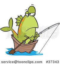 Cartoon Fish Fishing from a Boat by Toonaday