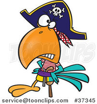 Cartoon Goofy Pirate Parrot with a Peg Leg by Toonaday