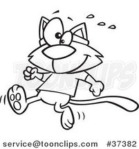 Cartoon Outlined Jogger Cat by Toonaday