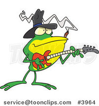 Cartoon Bass Guitarist Frog by Toonaday