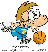 Cartoon Basketball Boy Dribbling by Toonaday