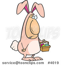 Cartoon Easter Bunny Guy Carrying a Basket by Toonaday