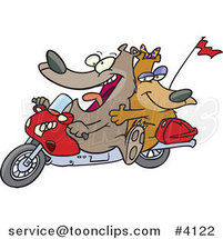 Cartoon Bear Couple on a Motorcycle by Toonaday