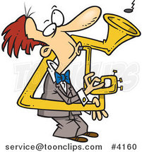 Cartoon Guy Playing a Bent Sousaphone by Toonaday