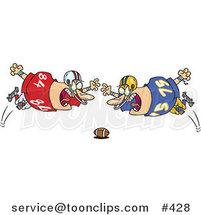 Cartoon Football Players Diving Towards the Ball by Toonaday