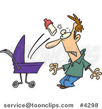 Cartoon Baby Throwing a Bottle at Its Father by Toonaday