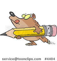 Cartoon Bear Carrying a Pencil by Toonaday
