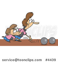 Cartoon Mother and Daughter Bowling by Toonaday