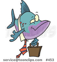 Cartoon Business Fish Carrying a Briefcase by Toonaday
