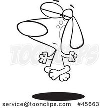 Cartoon Black and White Meditating Dog Floating off of the Floor by Toonaday