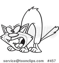 Cartoon Coloring Page Line Art of a Hissing Cat by Toonaday