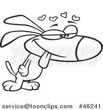 Line Art Cartoon Infatuated Dog in Love by Toonaday