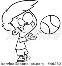 Line Art Cartoon Boy Shooting a Basketball by Toonaday