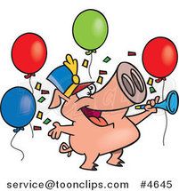 Cartoon Celebrating New Year Pig by Toonaday