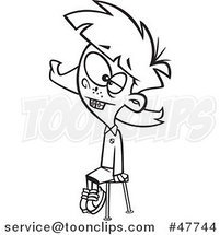 Black and White Cartoon Girl Sitting and Posing for a School Photo by Toonaday