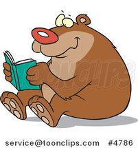 Cartoon Happy Bear Reading by Toonaday