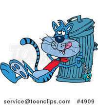 Cartoon Cat Eating a Luxurious Fish Bone from the Garbage by Toonaday