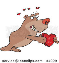 Cartoon Bear Holding a Be Mine Heart Box by Toonaday