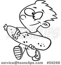 Cartoon Black and White Boy Carrying a Giant Zucchini by Toonaday