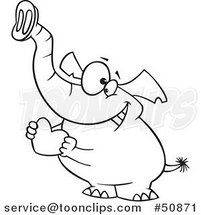 Cartoon Outlined Sweet Elephant Holding a Red Valentine Heart by Toonaday