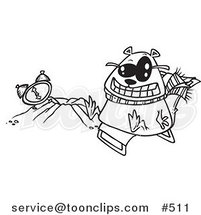 Cartoon Coloring Page Line Art of a Groundhog Wearing Shades and Sitting by His Hole by Toonaday
