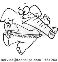 Cartoon Outlined Ballerina Elephant Dancing in a Tutu by Toonaday