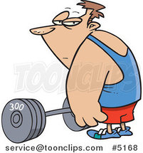 Cartoon Guy Standing by a Barbell by Toonaday