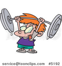 Cartoon Little Boy Lifting a Barbell by Toonaday