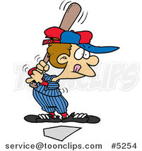 Cartoon Baseball Boy up for Bat by Toonaday