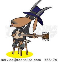 Cartoon Blues Goat Musician Playing a Guitar by Toonaday