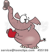 Cartoon Sweet Elephant Holding a Red Valentine Heart by Toonaday