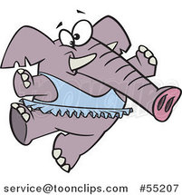 Cartoon Ballerina Elephant Dancing in a Blue Tutu by Toonaday