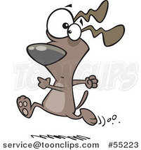 Cartoon Dog Running with a Worried Expression by Toonaday