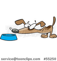Cartoon Dog Sniffing Food in a Bowl by Toonaday