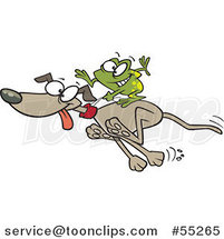 Cartoon Frog Riding on a Running Dog by Toonaday
