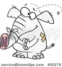 Cartoon White Elephant with Bandages by Toonaday