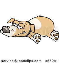 Cartoon Exhausted Happy Dog Sprawled out by Toonaday