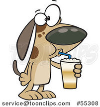 Cartoon Dog Drinking a Latte by Toonaday