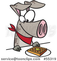 Cartoon Pig Eating a Waffle by Toonaday