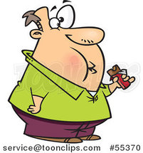 Cartoon Fat Guy Eating a Chocolate Candy Bar by Toonaday