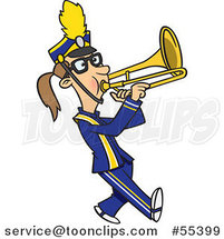 Cartoon Marching Band Trombone Player Girl by Toonaday