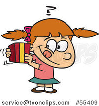 Cartoon Girl Trying to Guess a Gift by Toonaday