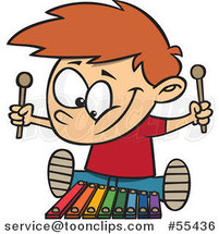 Cartoon Happy Boy Playing a Xylophone by Toonaday