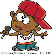 Cartoon Black Boy Rapper Musician Holding a Microphone by Toonaday