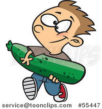 Cartoon Boy Carrying a Giant Zucchini by Toonaday