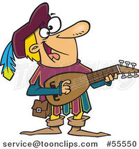 Happy Minstrel Playing an Instrument Cartoon by Toonaday