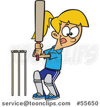 Cartoon Sporty Batting Cricket Girl by Toonaday