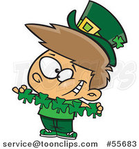 Cartoon St Patricks Day Leprechaun Boy with Paper Shamrocks by Toonaday