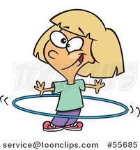 Cartoon Blond Girl Using a Hula Hoop by Toonaday